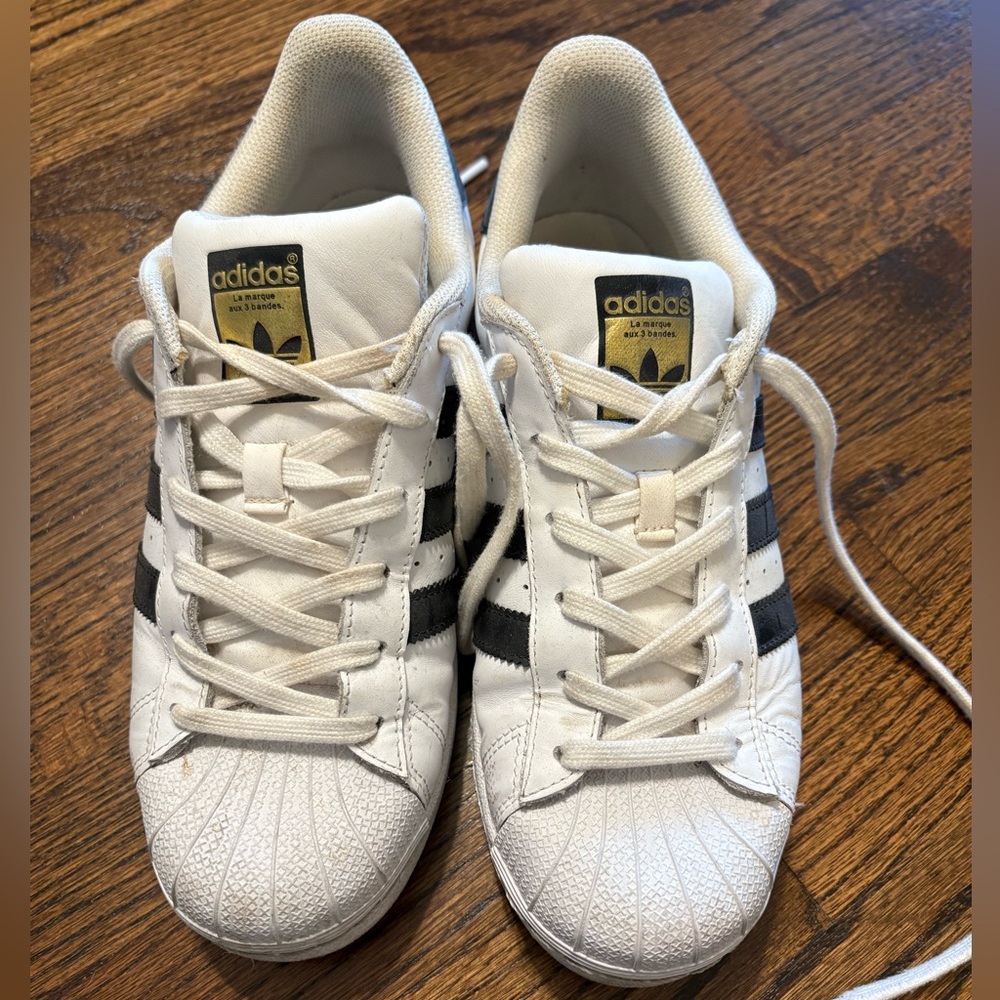 Adidas Superstars White and Black Sneakers - Women’s Size 8